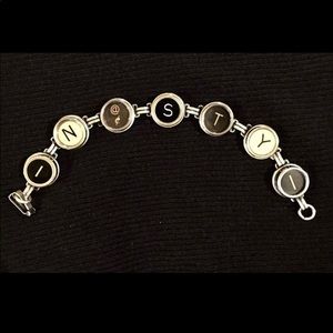 Antique typewriter key bracelet